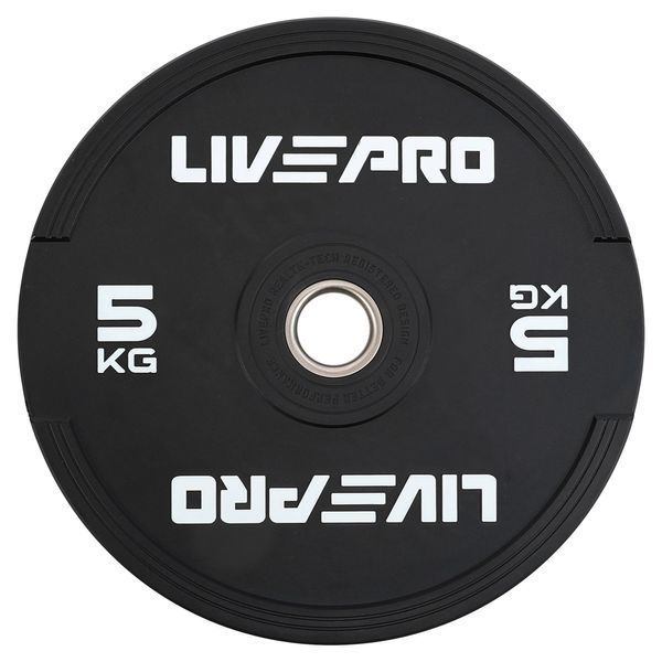 Бамперні диски гумові Bumper Plates LiveUp LP8331-5 o50.5мм 5кг чорний LP8331-5 фото