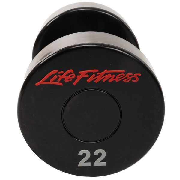 Гантель цільна професійна з поліуретановим покриттям LIFE FITNESS SC-80081-22 1шт 22кг чорний-червоний SC-80081-22 фото