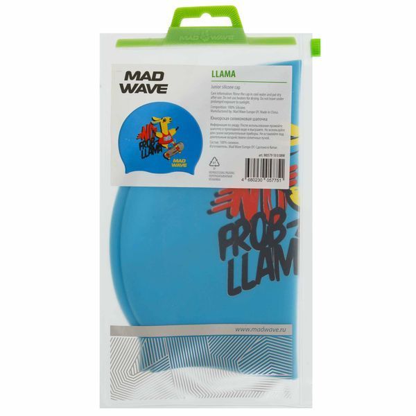 Шапочка для плавания силиконовая юниорская MadWave Junior LLAMA M057910 голубой M057910 фото