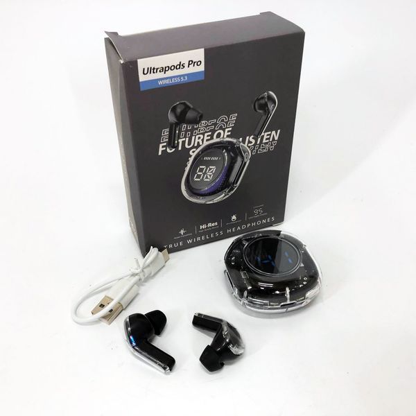 Беспроводные наушники TWS T8 PRO с прозрачным кейсом Вакуумные LED дисплей Bluetooth 5.3. Цвет: черный ws14814 фото