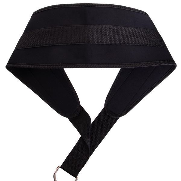 Пояс атлетичний для обтяження текстильний з ланцюгом та карабіном Zelart Dipping Belt TA-2647 спинка-20см чорний TA-2647 фото