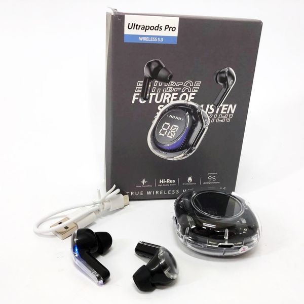 Беспроводные наушники TWS T8 PRO с прозрачным кейсом Вакуумные LED дисплей Bluetooth 5.3. Цвет: черный ws14814 фото