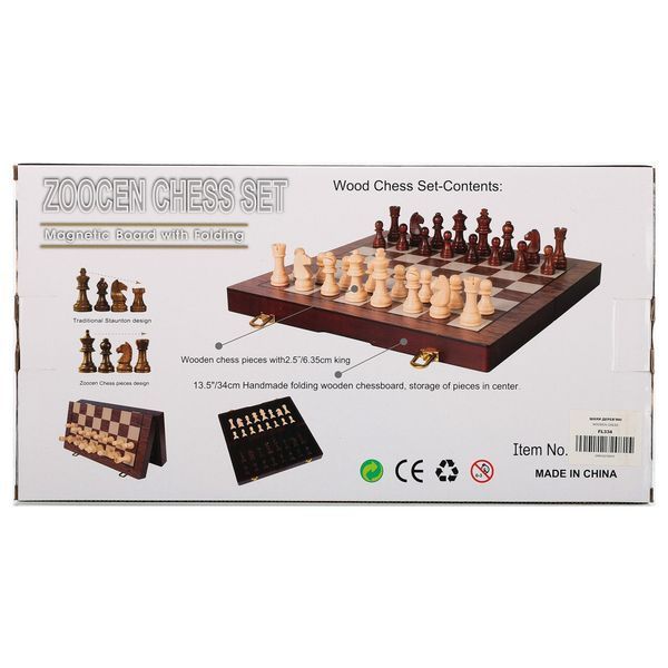 Шахматы настольная игра деревянные ZOOCEN FL334 размер 34см x 37см x 2,75см FL334 фото