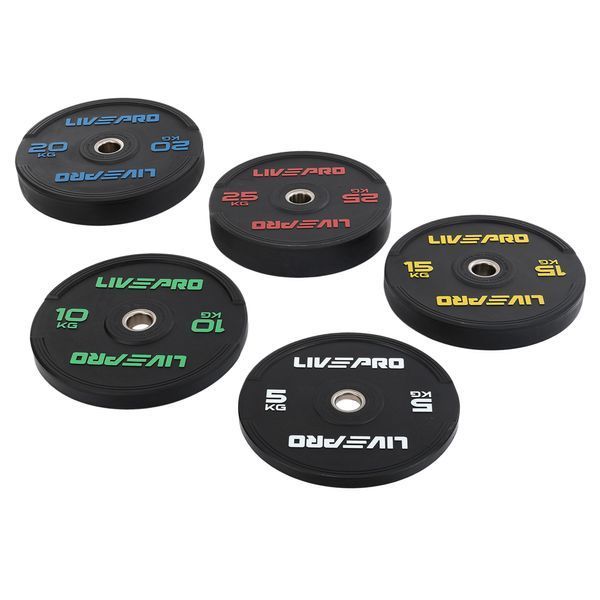 Бамперні диски гумові Bumper Plates LiveUp LP8331-5 o50.5мм 5кг чорний LP8331-5 фото