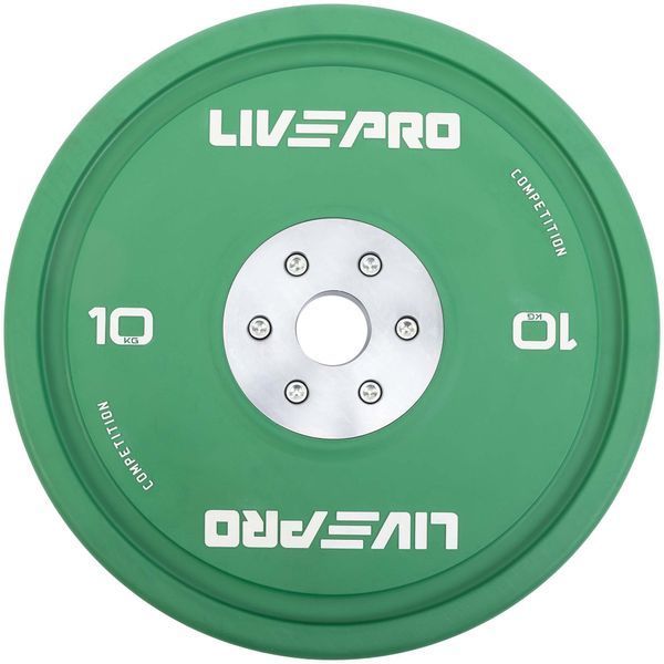 Бамперные диски резиновые Bumper Plates LiveUp LP8335-10 o50.5мм 10кг зеленый LP8335-10 фото
