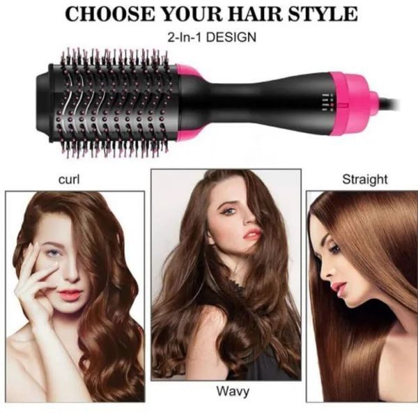 Фен Щетка расчёска 3в1 One step Hair Dryer 1000 Вт 3 режима выпрямитель для укладки волос стайлер с функцией ионизации ws38113 фото