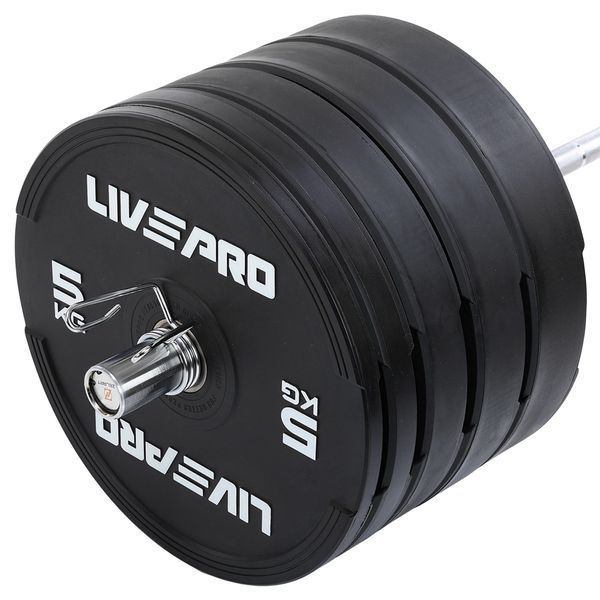 Бамперні диски гумові Bumper Plates LiveUp LP8331-5 o50.5мм 5кг чорний LP8331-5 фото