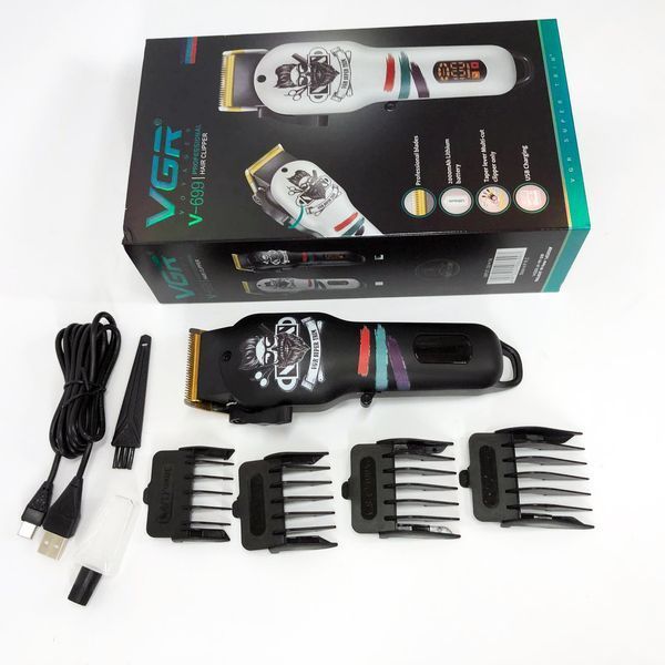 Машинка для стрижки волосся та бороди професійна VGR V-699 з насадками та LED дисплеєм. Колір: чорний ws88782 фото