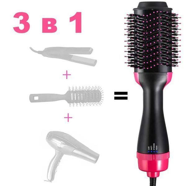 Фен Щетка расчёска 3в1 One step Hair Dryer 1000 Вт 3 режима выпрямитель для укладки волос стайлер с функцией ионизации ws38113 фото