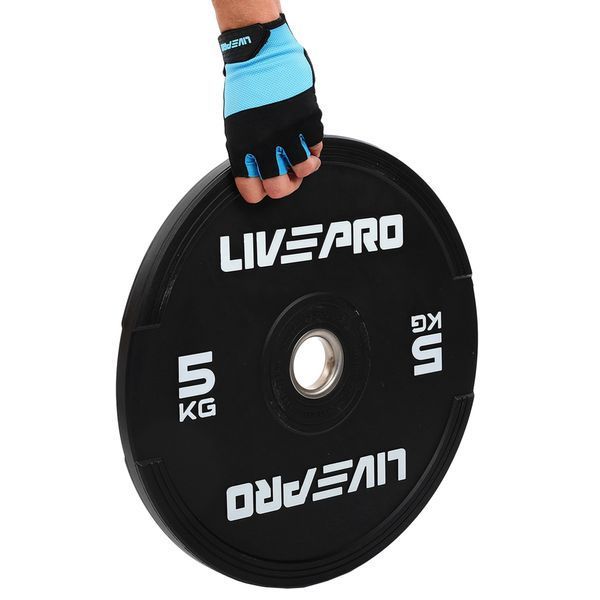Бамперні диски гумові Bumper Plates LiveUp LP8331-5 o50.5мм 5кг чорний LP8331-5 фото