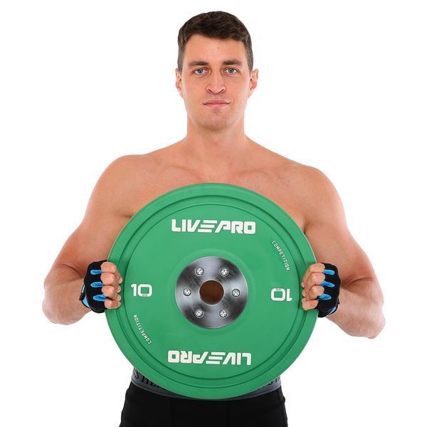 Бамперные диски резиновые Bumper Plates LiveUp LP8335-10 o50.5мм 10кг зеленый LP8335-10 фото