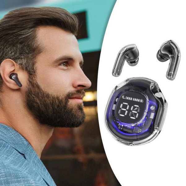 Беспроводные наушники TWS T8 PRO с прозрачным кейсом Вакуумные LED дисплей Bluetooth 5.3. Цвет: черный ws14814 фото