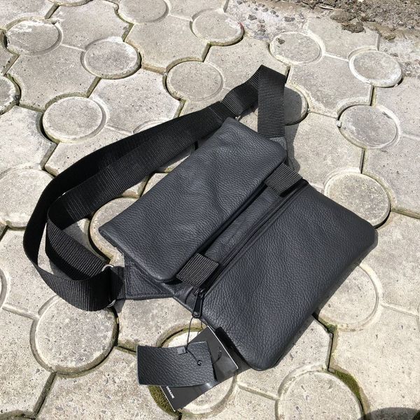 Тактична шкіряна сумка з кобурою, чоловічий месенджер, барсетка - чорний слінг, чоловіча сумка через плече ws13552 фото