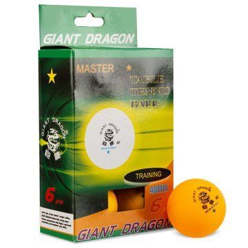 Набор мячей для настольного тенниса GIANT DRAGON MASTER MT-5693 1star 6шт оранжевый MT-5693 фото