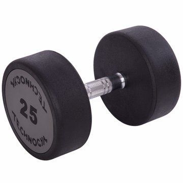 Гантель цільна професійна з поліуретановим покриттям TECHNOGYM LN-1254-25 1шт 25кг чорний-сірий LN-1254-25 фото