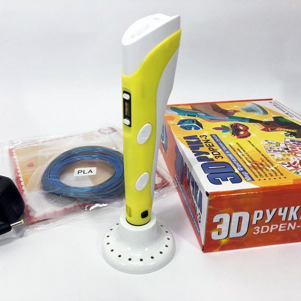 3D ручка Smart 3D Pen 2 c LCD дисплеем, Детская электро ручка для фигурок из пластика. Цвет: желтый ws78385 фото