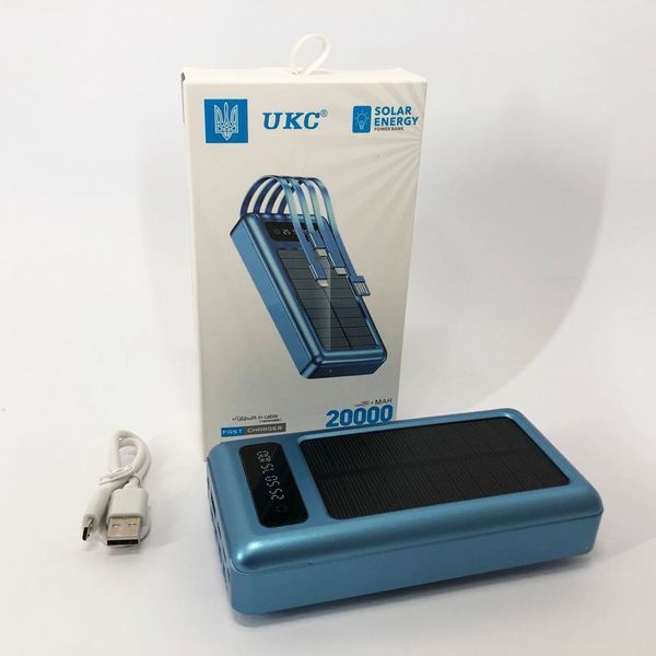 Портативное зарядное устройство на 20000mAh, Power Bank на солнечной батарее, для планшета. Цвет: синий ws93361-1 фото