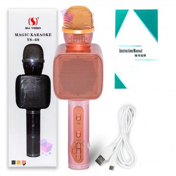 Караоке Мікрофон Magic Karaoke YS-68 Bluetooth Колонка 2в1 з голограмою LED Відлуння Мембраної Бездротової. Колір: рожевий ws29266-1 фото