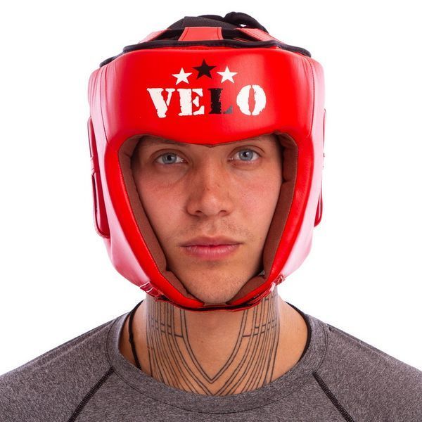 Шолом боксерський професійний шкіряний AIBA VELO 3080 S-XL червоний 3080 фото