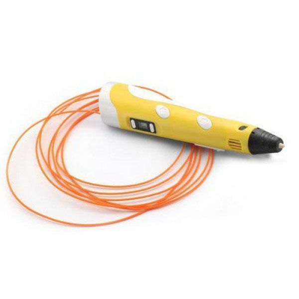 3D ручка Smart 3D Pen 2 c LCD дисплеем, Детская электро ручка для фигурок из пластика. Цвет: желтый ws78385 фото