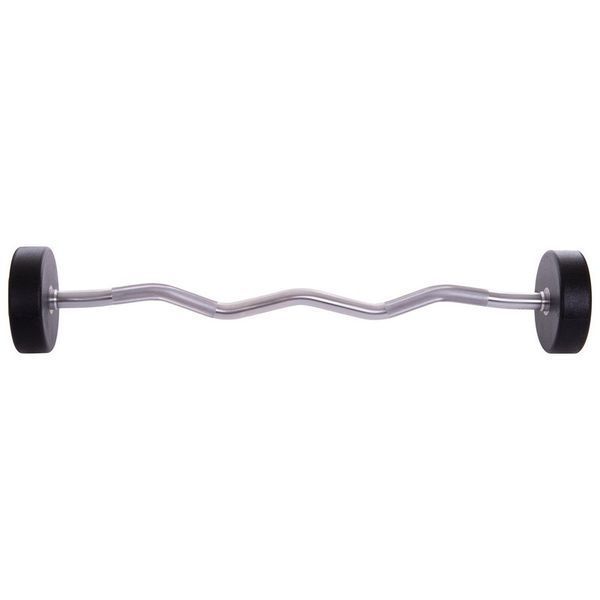 Штанга неразборная с фиксированным весом изогнутая полиуретановая Zelart Urethane Barbell TA-2690-30 длина-107см 30кг черный-салатовый TA-2690-30 фото