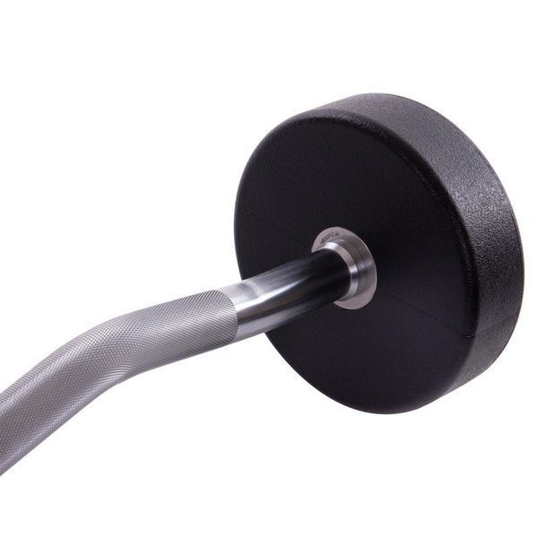 Штанга неразборная с фиксированным весом изогнутая полиуретановая Zelart Urethane Barbell TA-2690-30 длина-107см 30кг черный-салатовый TA-2690-30 фото