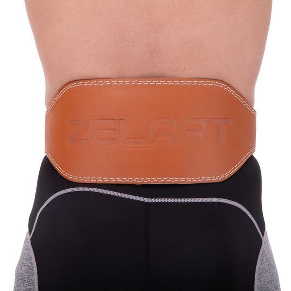 Пояс атлетический кожаный Zelart SB-165056 спинка-15см размер-XS-XXL коричневый SB-165056 фото