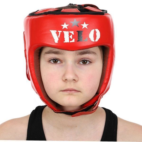 Шолом боксерський професійний шкіряний AIBA VELO 3080 S-XL червоний 3080 фото
