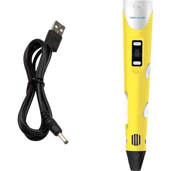 3D ручка Smart 3D Pen 2 c LCD дисплеем, Детская электро ручка для фигурок из пластика. Цвет: желтый ws78385 фото
