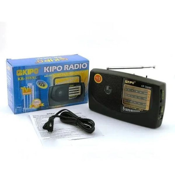 Радиоприемник KIPO KB-308AC - мощный 5-ти волновой фм Радиоприемник fm диапазона, Приемник фм радио ws69592 фото