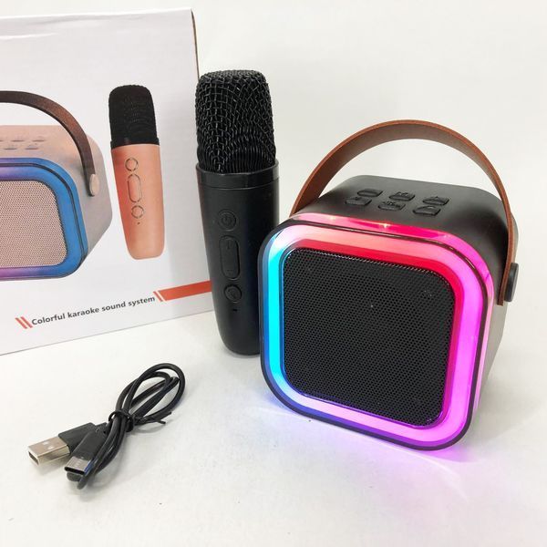 Портативна колонка з караоке мікрофоном та RGB підсвічуванням K12 10W Bluetooth. Колір: чорний ws85126-3 фото