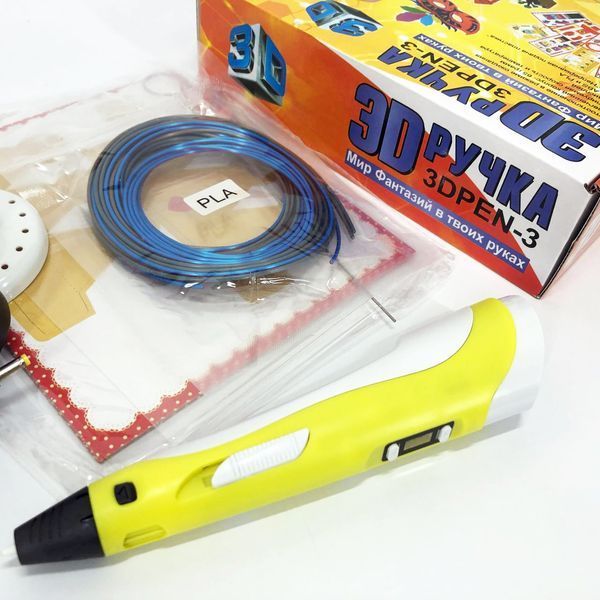 3D ручка Smart 3D Pen 2 c LCD дисплеем, Детская электро ручка для фигурок из пластика. Цвет: желтый ws78385 фото