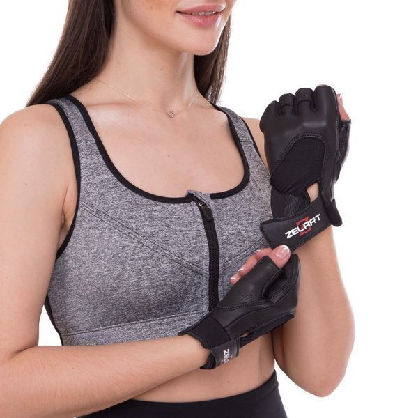 Перчатки спортивные кожаные Zelart SB-161556 S-XXL черный M SB-161556 фото