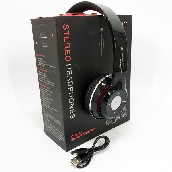 Беспроводные наушники S460 Bluetooth black с MP3 плеером черный 18-20000 Гц, Беспроводные блюз наушники ws91551 фото