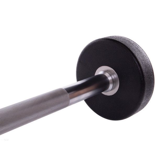 Штанга неразборная с фиксированным весом прямая полиуретановая Zelart Urethane Barbell TA-2689-15 длина-104см 15кг черный-салатовый TA-2689-15 фото