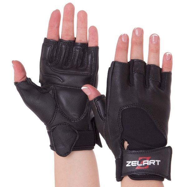 Перчатки спортивные кожаные Zelart SB-161556 S-XXL черный M SB-161556 фото