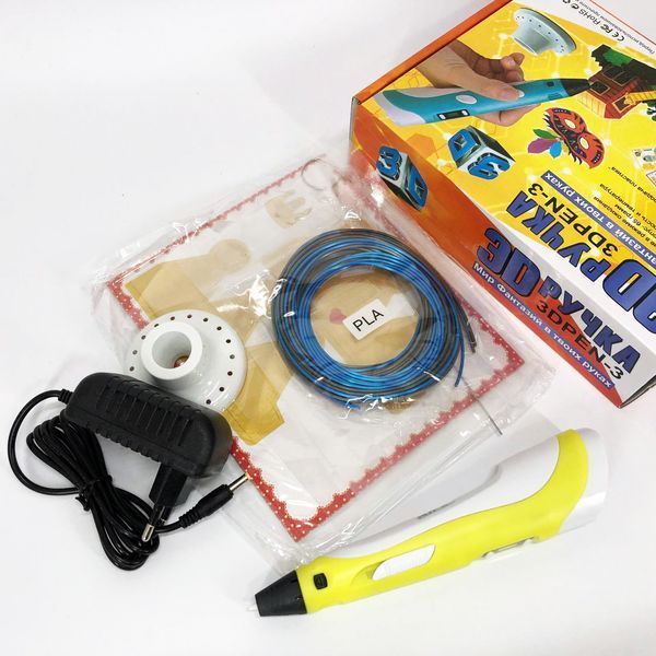 3D ручка Smart 3D Pen 2 c LCD дисплеем, Детская электро ручка для фигурок из пластика. Цвет: желтый ws78385 фото