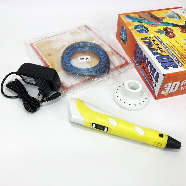 3D ручка Smart 3D Pen 2 c LCD дисплеем, Детская электро ручка для фигурок из пластика. Цвет: желтый ws78385 фото