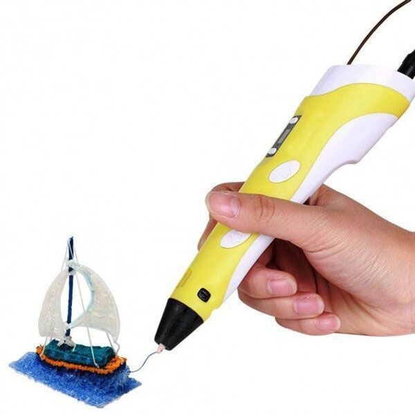 3D ручка Smart 3D Pen 2 c LCD дисплеем, Детская электро ручка для фигурок из пластика. Цвет: желтый ws78385 фото
