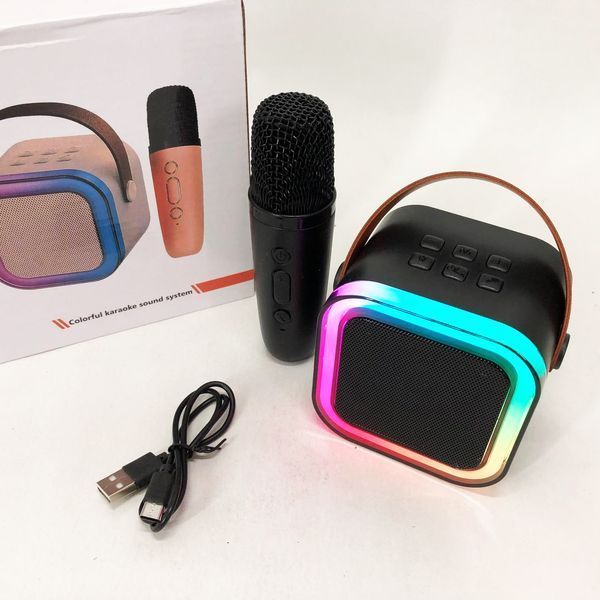 Портативна колонка з караоке мікрофоном та RGB підсвічуванням K12 10W Bluetooth. Колір: чорний ws85126-3 фото