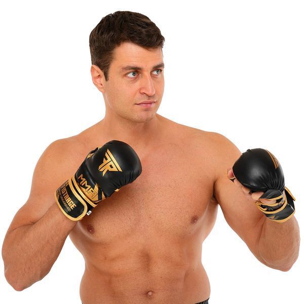 Перчатки Крабы спаринговые для MMA FISTRAGE VL-5521 S-XL черный-золотой XL VL-5521 фото