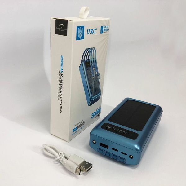 Портативное зарядное устройство на 20000mAh, Power Bank на солнечной батарее, для планшета. Цвет: синий ws93361-1 фото