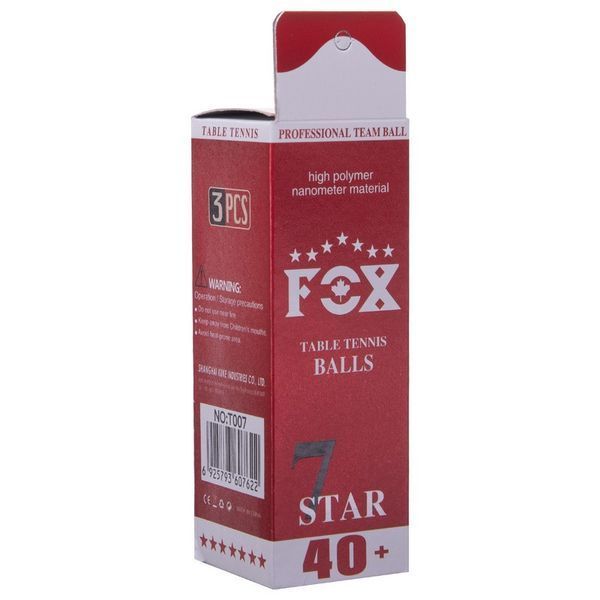 Набор мячей для настольного тенниса FOX 40+ 3star T007 3шт белый T007 фото
