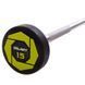 Штанга неразборная с фиксированным весом прямая полиуретановая Zelart Urethane Barbell TA-2689-15 длина-104см 15кг черный-салатовый TA-2689-15 фото 3