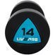 Гантелі цільні професійні з поліуретановим покриттям LiveUp LP8002-14 2шт по 14кг чорний-синій LP8002-14 фото 3