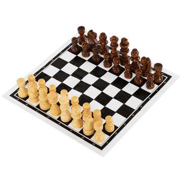 Шахматы настольная игра деревянные с виниловым игровым полем SP-Sport 202P размер короля 5,4 см пешки 2,6 см 202P фото