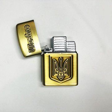 Турбо запальничка Герб України 19277, подарункові запальнички для чоловіків, запальничка в подарунок. Колір: бронзовий ws19277 фото