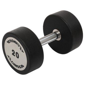 Гантель цільна професійна з поліуретановим покриттям TECHNOGYM TG-1834-20 1шт 20кг чорний-сірий TG-1834-20 фото