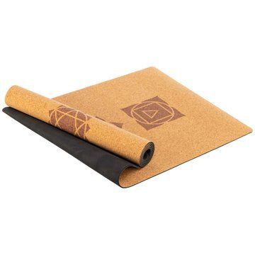 Коврик для йоги Пробковый каучуковый двухслойный Yoga mat Record FI-7156-2 183x61мx0.4cм с принтом Чакры коричневый FI-7156-2 фото