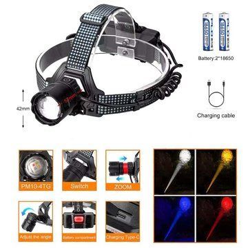 Фонарь налобный 8505 WHITE LASER LED PM10-4TG (White+Yellow+Blue+Red) 2x18650 ws83614 фото
